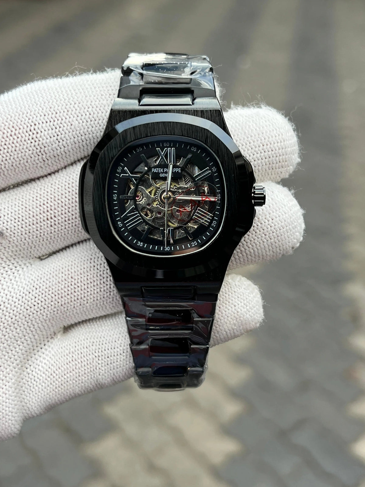 Patek Phillipe Skeleton Roman Full Black 