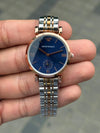 Emporio Arman i Women Two Tone Blue Dial Roman