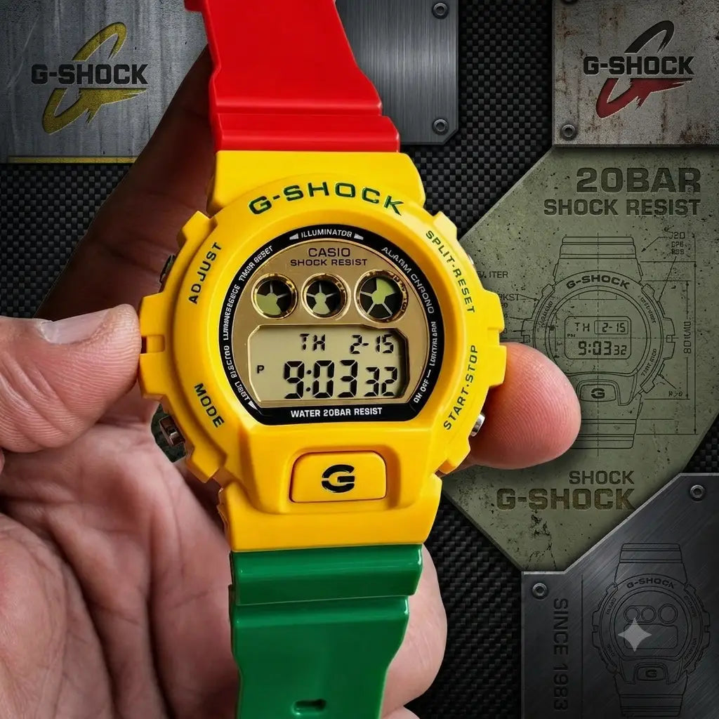 Gshock DW6900 Rasta Matte Theme