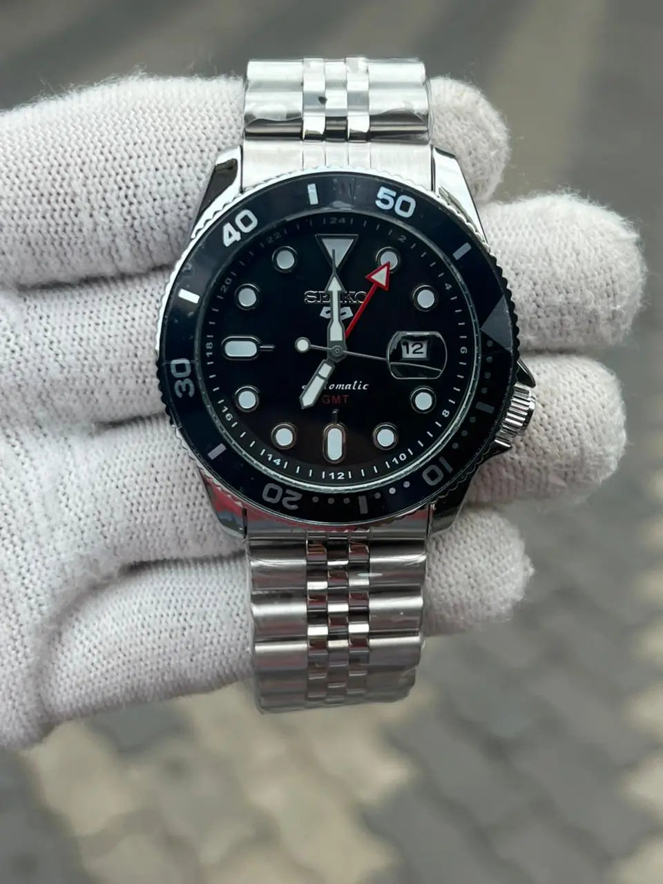 Seik_o Gmt Sports Quartz Back Open 4 Niddle Swift Movement Black