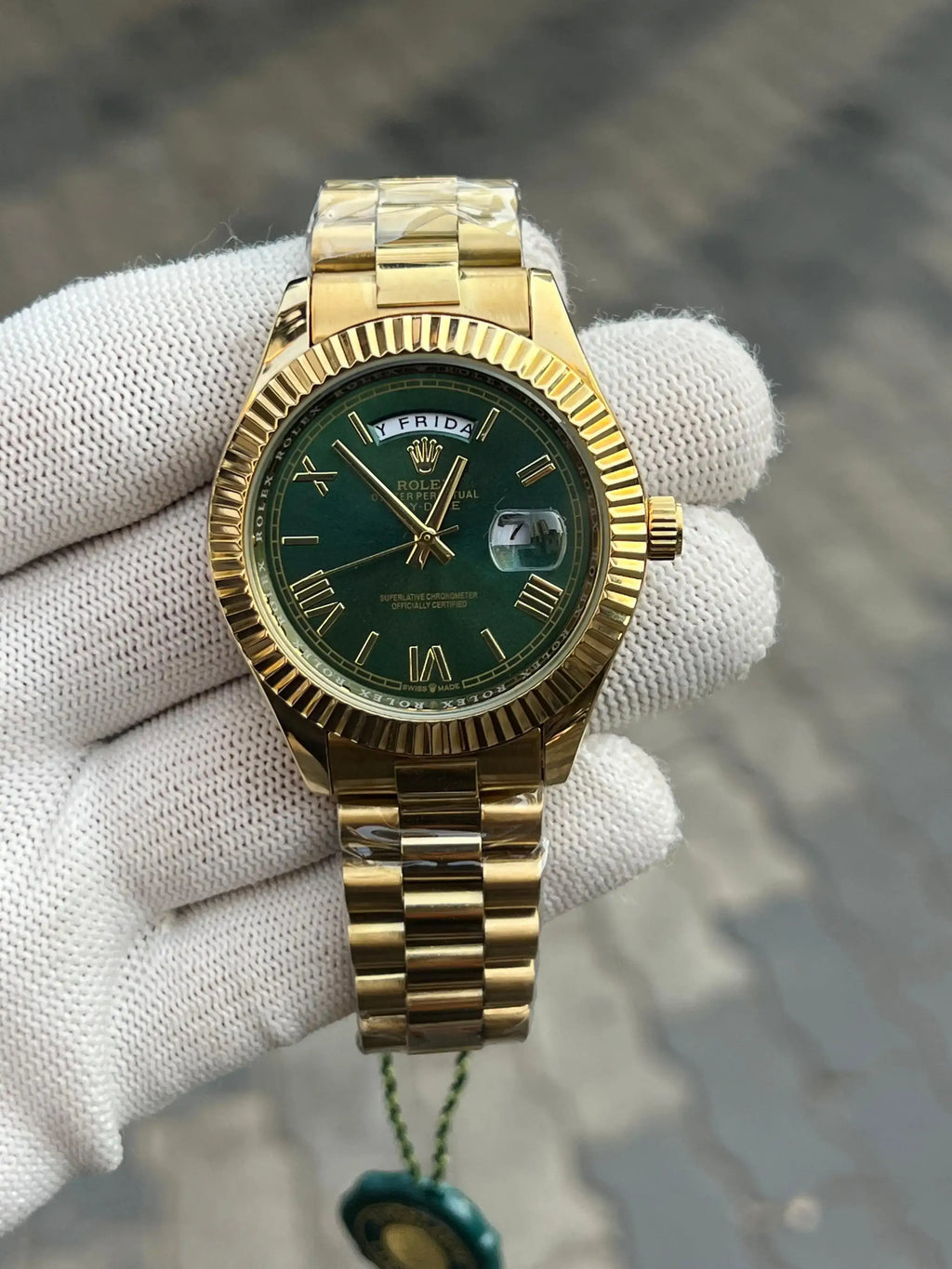 Rolex Day Date Gold Green Roman