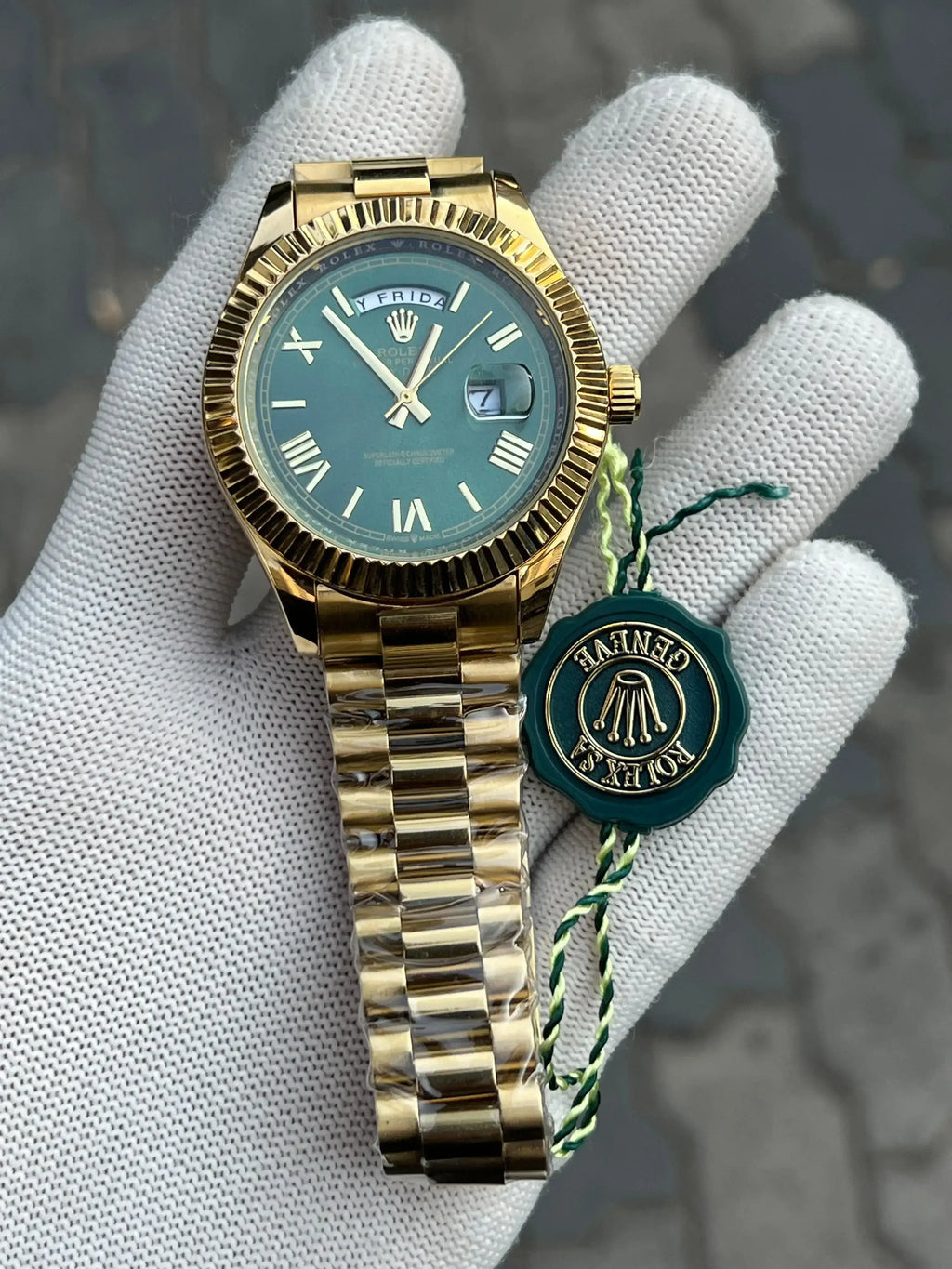 Rolex Day Date Gold Green Roman