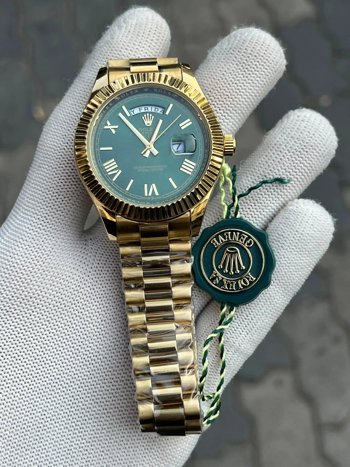 Rolex Day Date Gold Green Roman