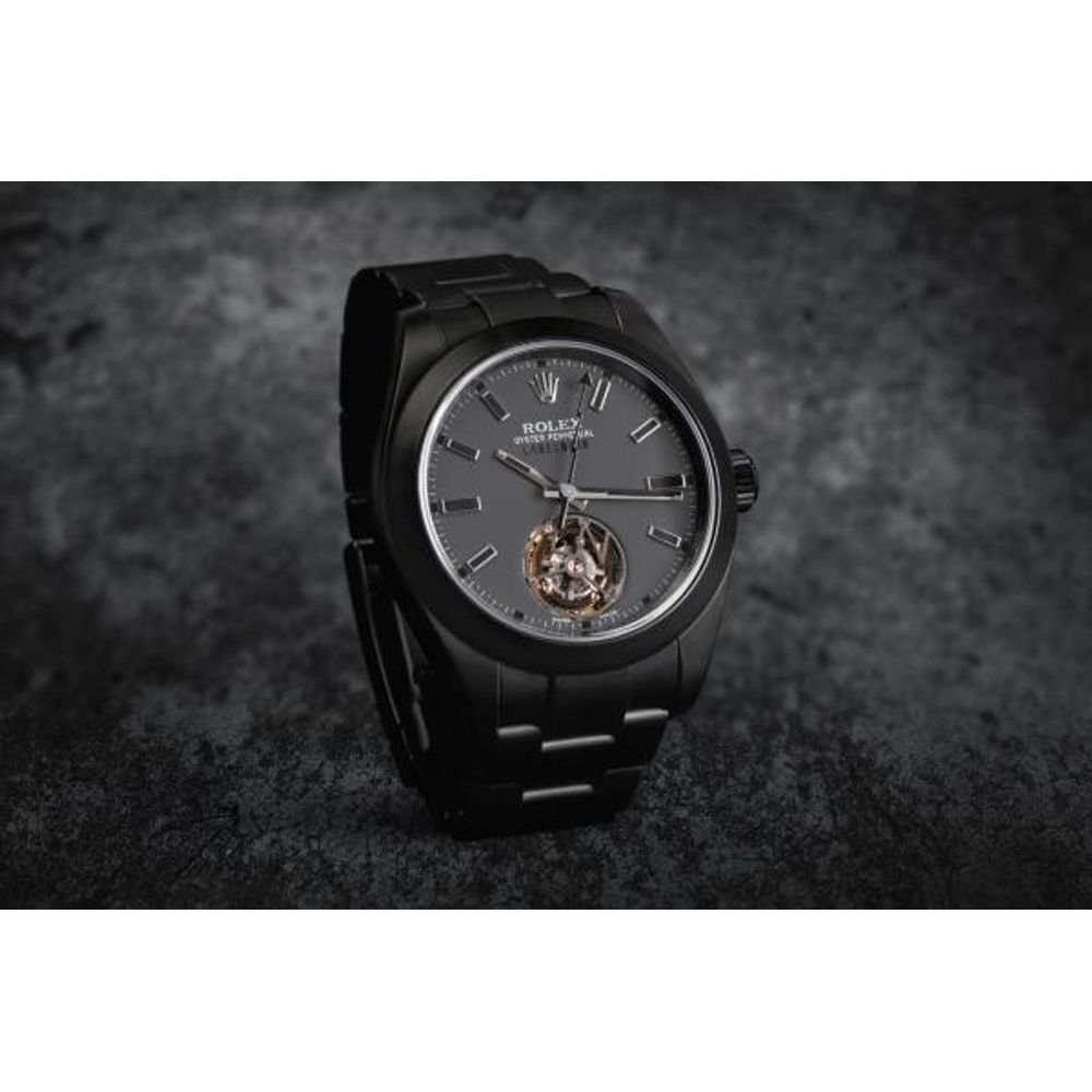 Roleex Oyster Perpetual Matte Black open-heart dial Automatic  (192)