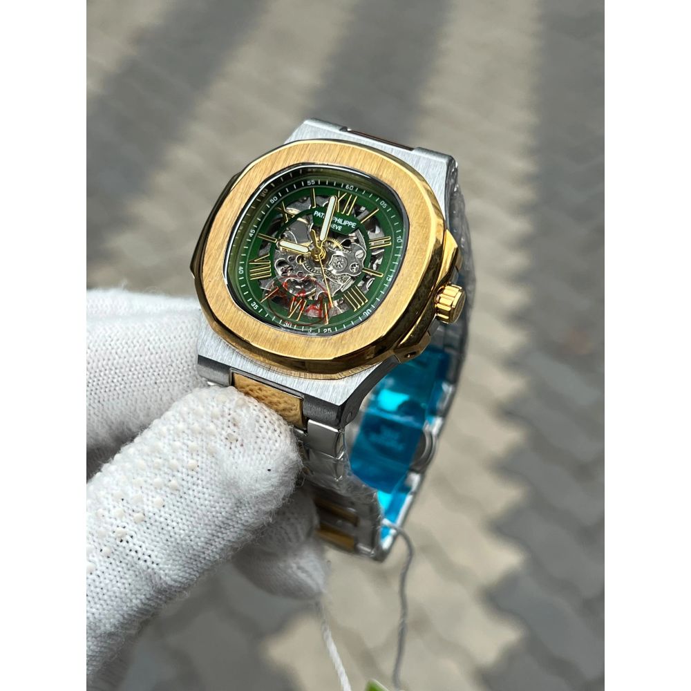 Patek Philipe Skeleton Roman Two Tone Green