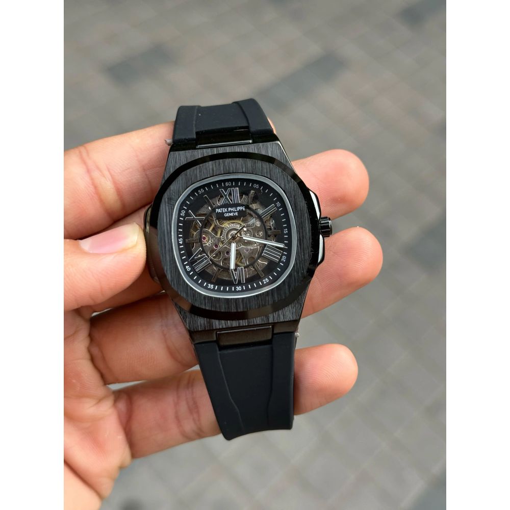 Patek Phillip e Nautilus Skeleton Silicone Full Black