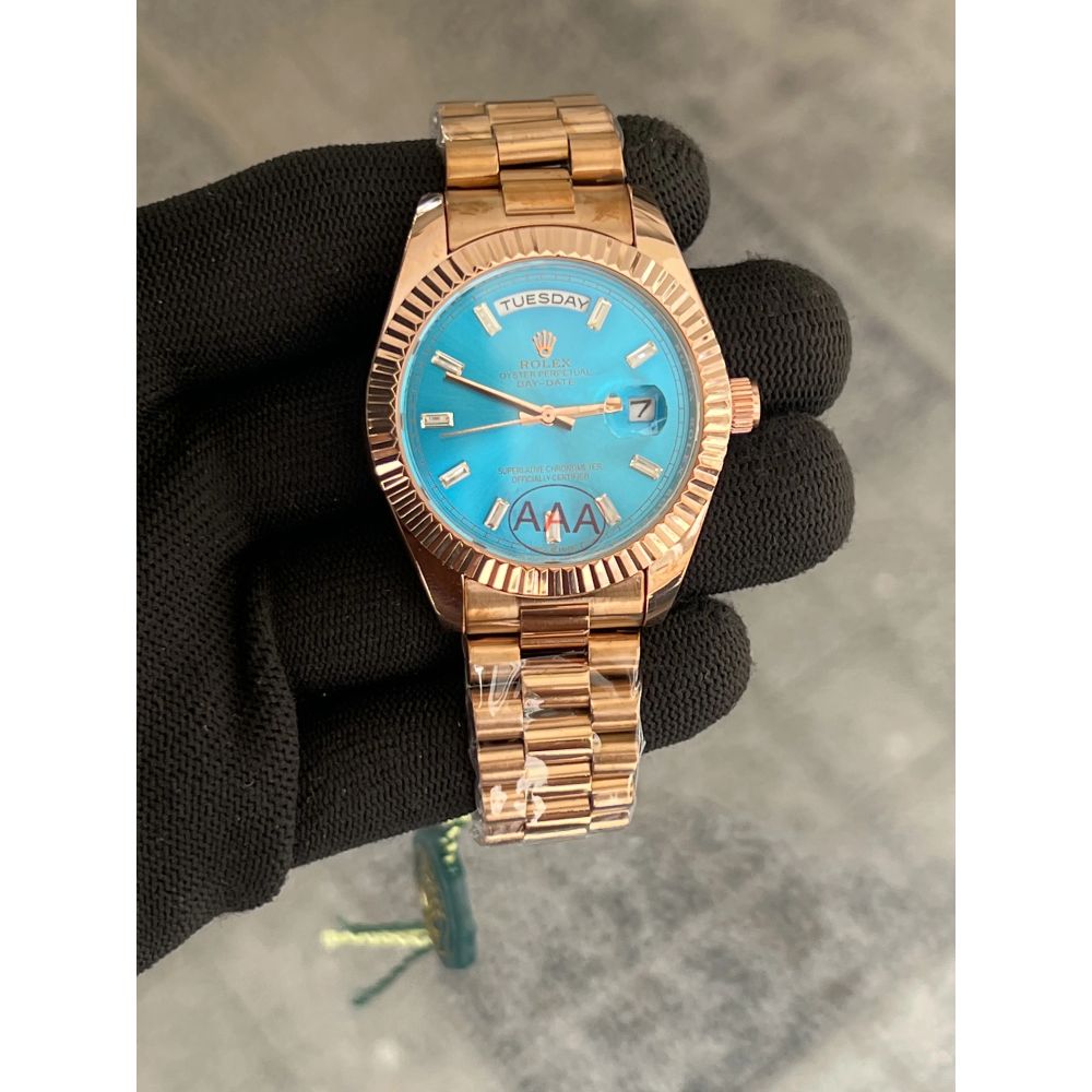 Rolex Day Date Rose Gold Blue