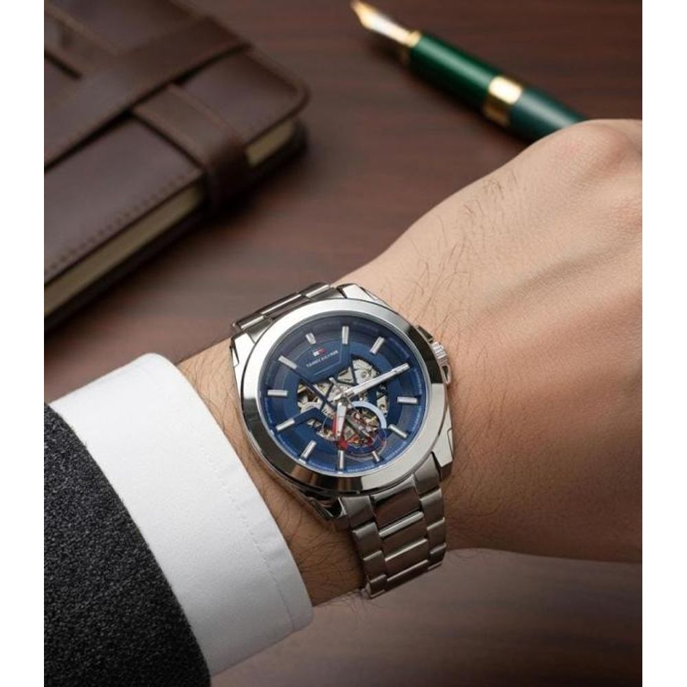 Tommy Hilfigar automatic skeleton Blue