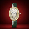 Cartiar Baignoire Gold Tone Green Leather Diamond Set Bezel