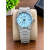 TISOT PRX QUARTZ SKYBLUE TEXTURE DIAL AT358