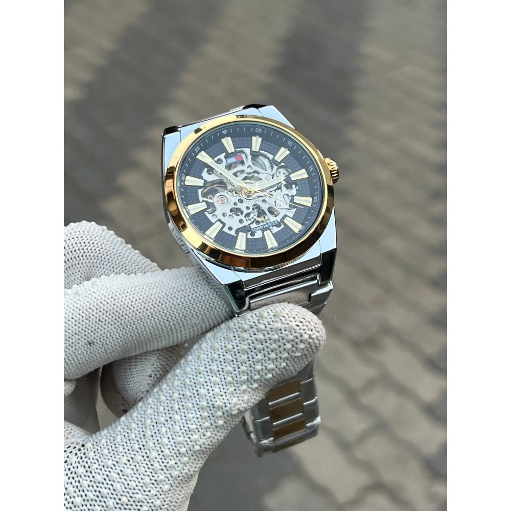 Tomm_y Hilfiger Chain Automatic Two Tone Black