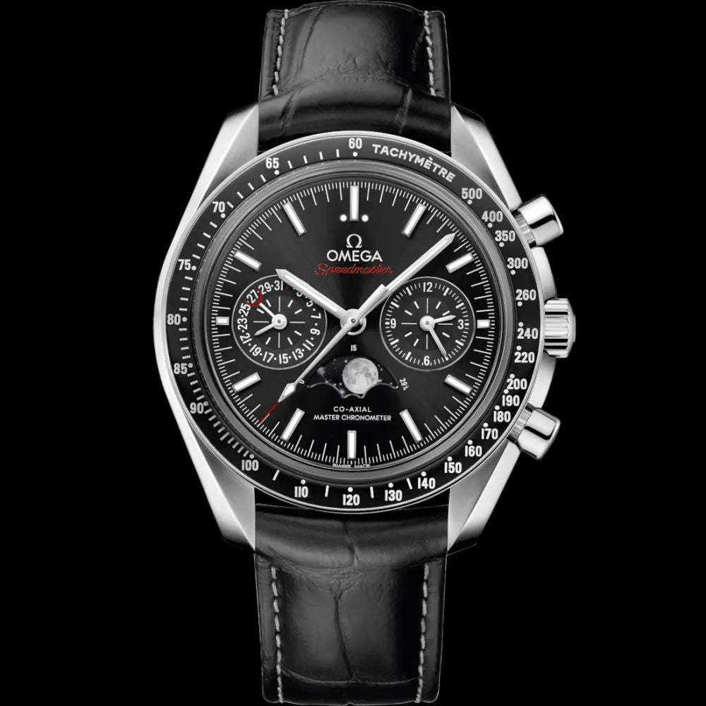 Omega SpeedMaster Moonphase Black Leather Automatic