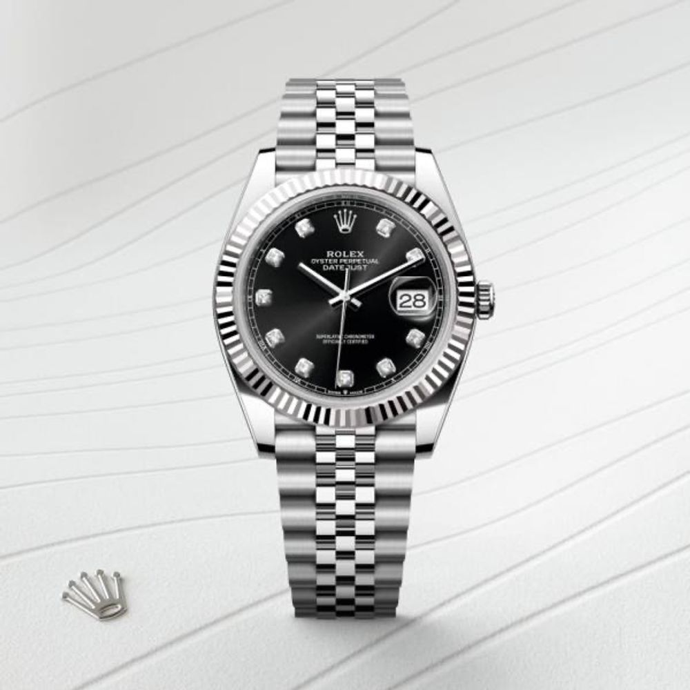 ROLEEX DATE JUST SILVER BLACK PREMIUM WATCH