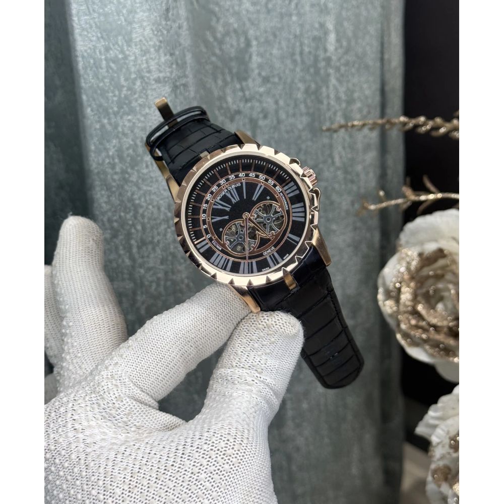 Roger Dubuis E-xcalibur Copper Black Leather Strap Automatic Watch