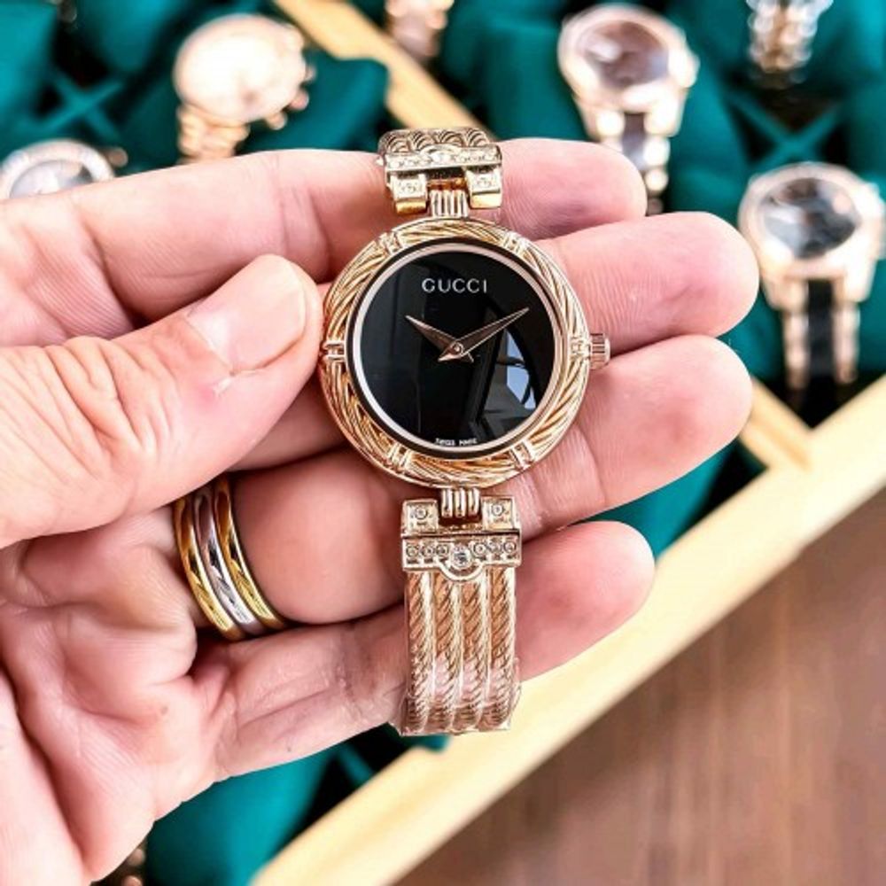GUCHI LADIESWACH ROSE GOLD BLACK