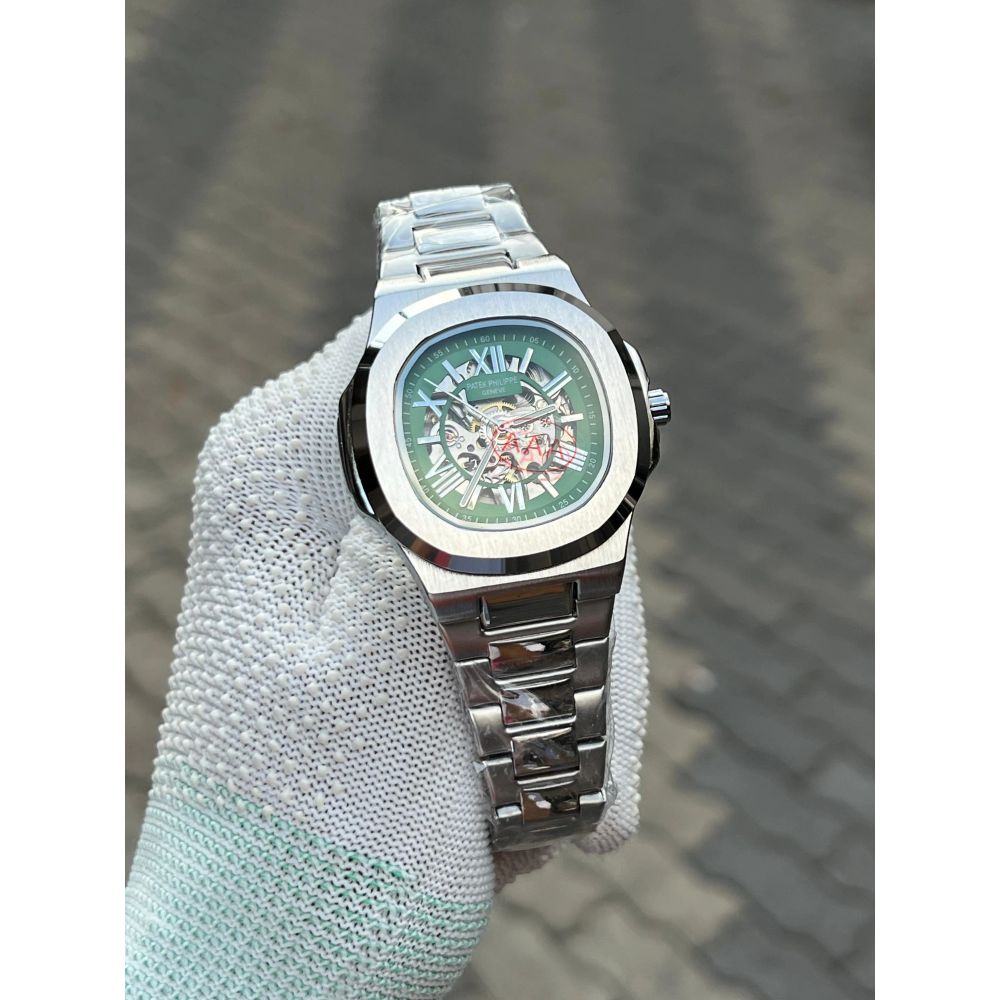Patek Phillipe Skeleton Roman Silver Green
