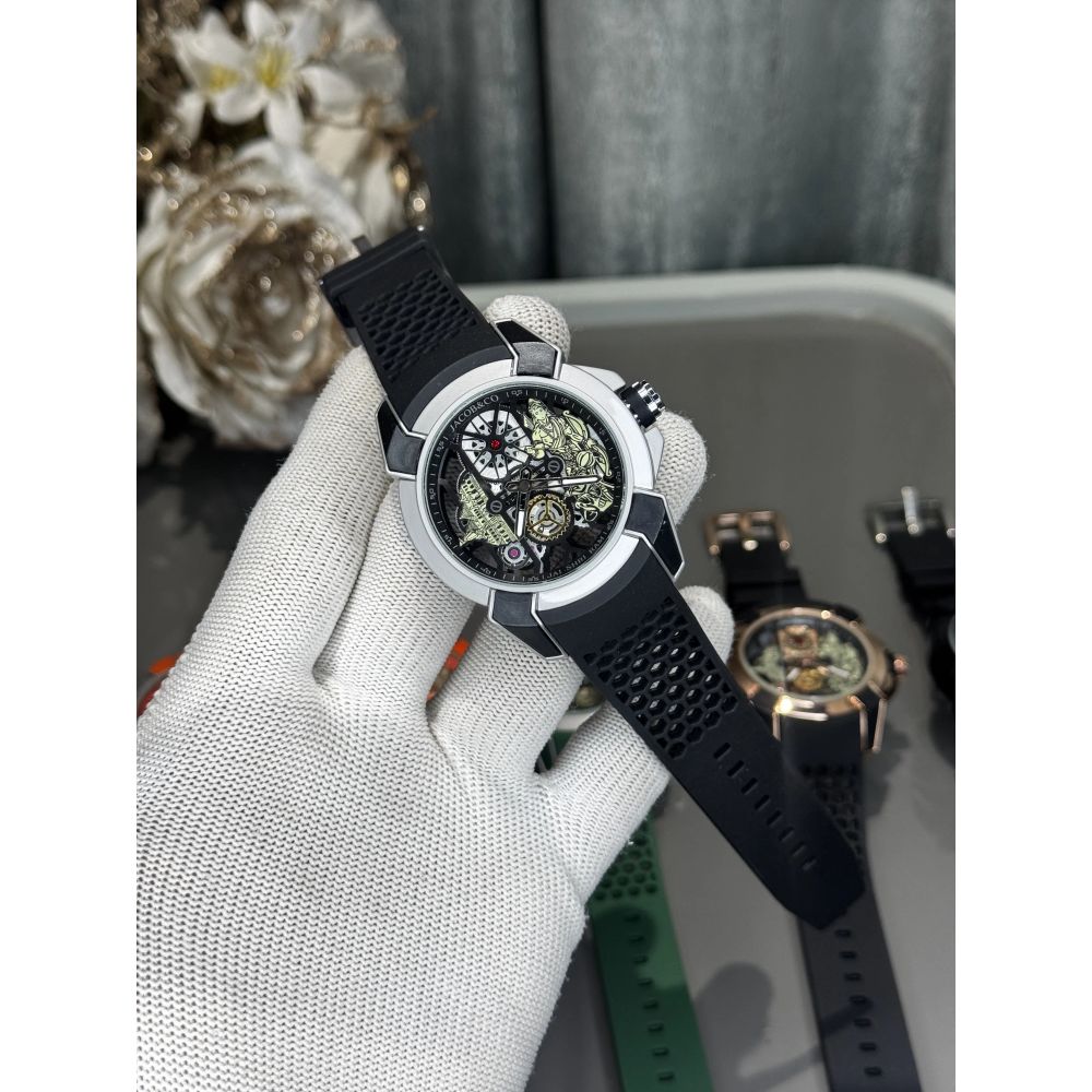 Jacob&Co. Ram. Silver Black Quartz Watch