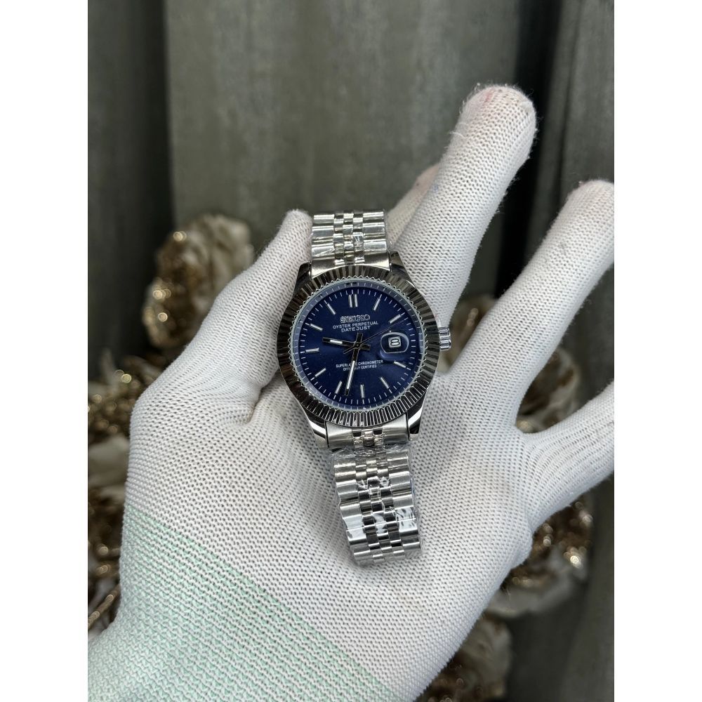 Seik o Datejust Silver Blue Premium Watch