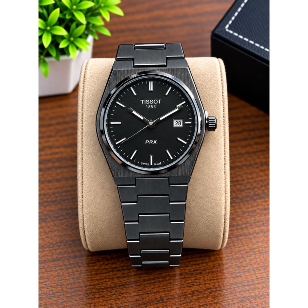 TISOT PRX QUARTZ FULL BLACK PLANE DIAL AT358