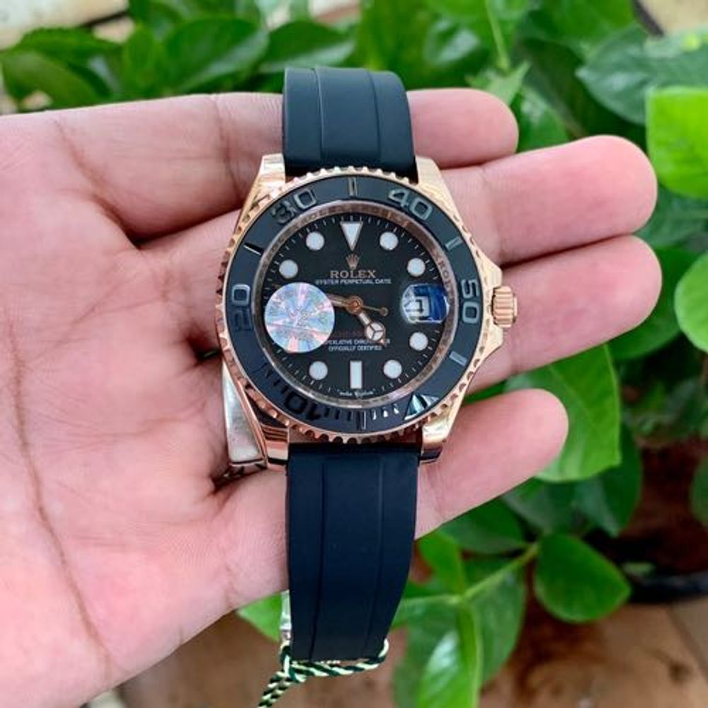Rollex Yachtmaster Black Rose Gold Silicon