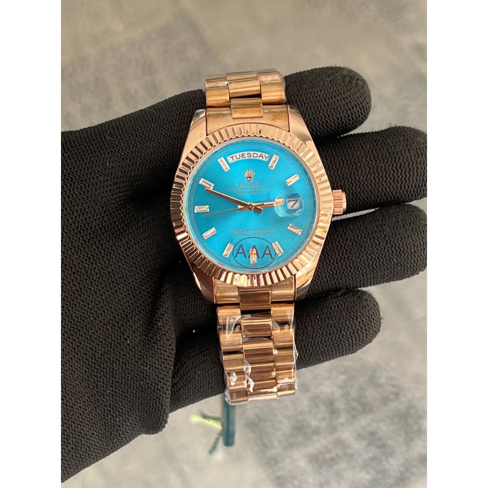 Rolex Day Date Rose Gold Blue