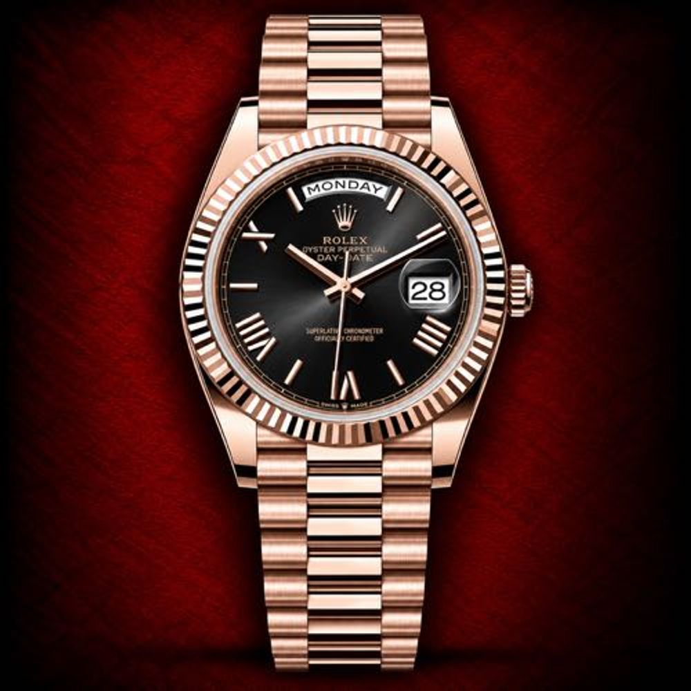 Semi ETA Rollex Day Date Everosegold Ombre Grey Dial