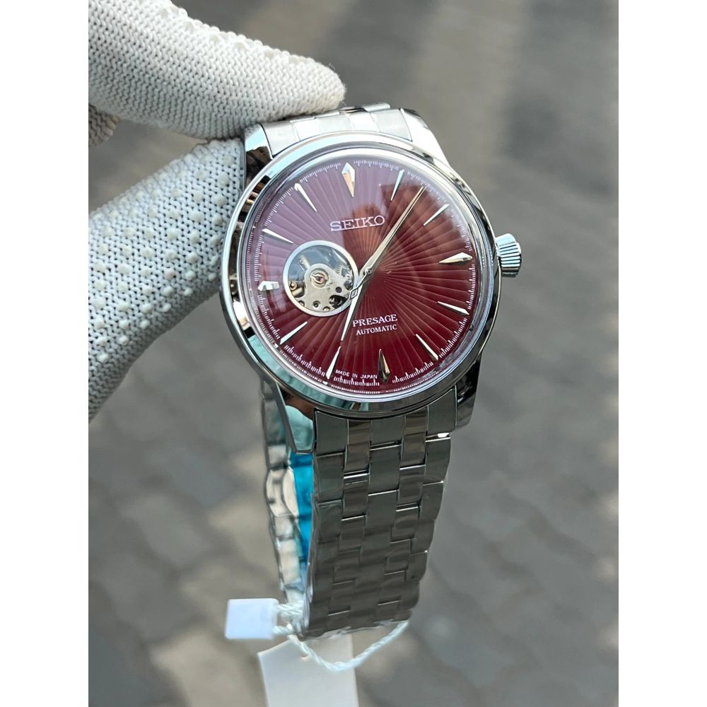 Seik_o Pressage Automatic Silver Maroon