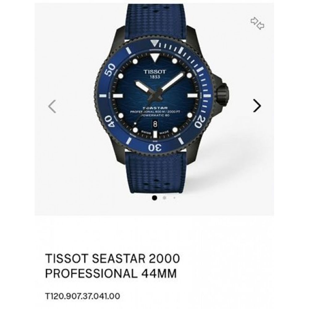 Tisot Seastar 2000 Professional 44mm Blue Black Authentic Store Quality