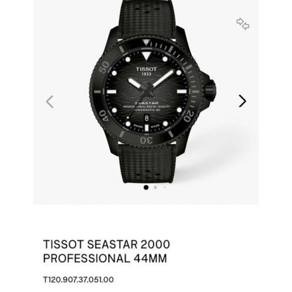 Tisot Seastar 2000 Professional 44mm Black Authentic Store Quality