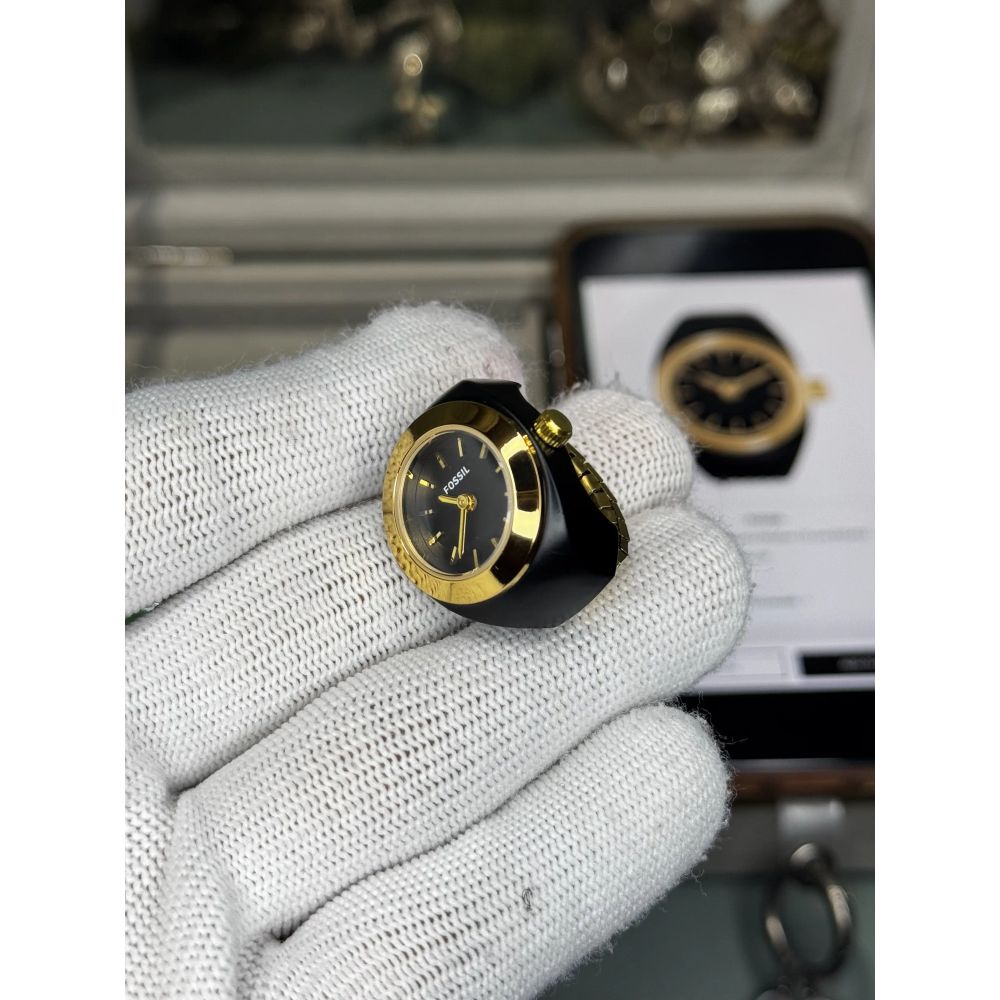 Fossi l Gold Black Ring Premium Ladies Watch