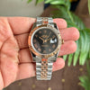 Rollex Date Just 41 Jubilee Strap Silver Rose Gold Black Dial Roman Figure