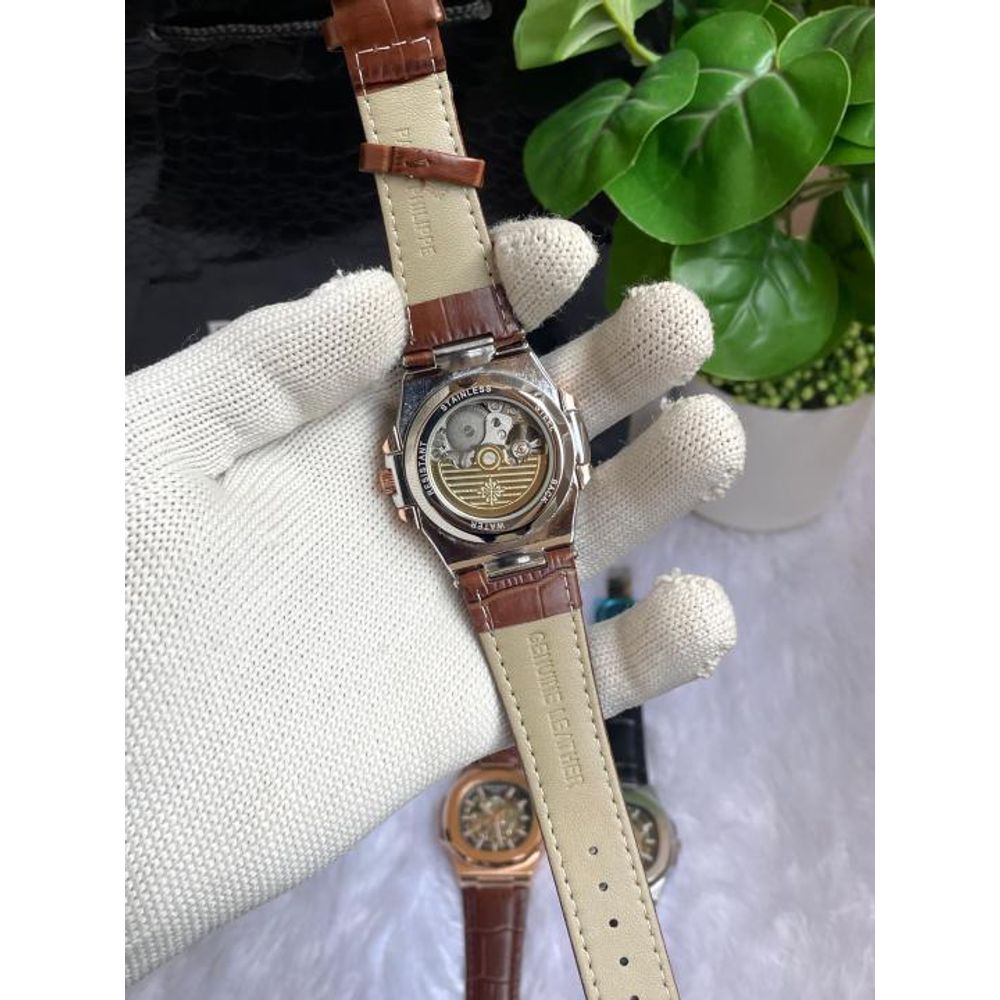 PATEK PHILLIPPE AUTOMATIC LEATHER BELT BROWN TWO TONE AT288