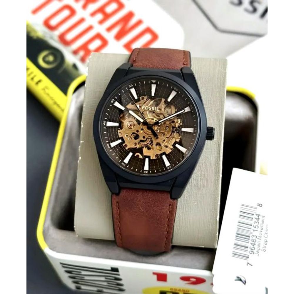 FOSIL EVERETT AUTOMATIC BROWN LEATHER AT340