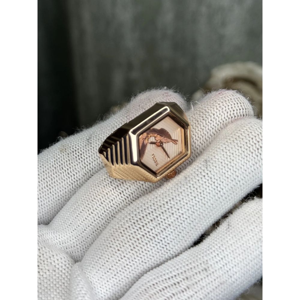 Fossi l Serpentine Rose Gold Ring Analog Watch