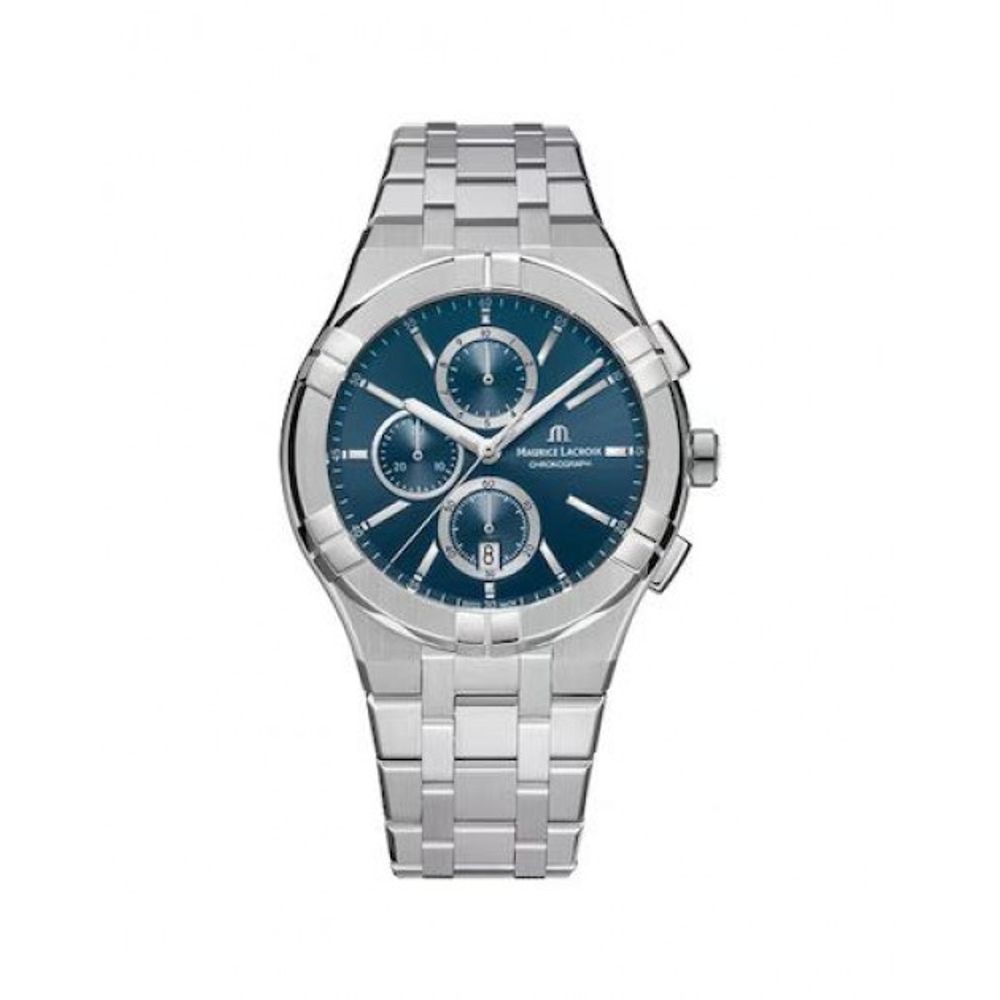 Maurice Lacroix Aikon Chronograph Silver Blue Metal AUTHENTIC Store Quality