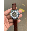 Fossi l Open Machine Automatic Silver Brown Leather