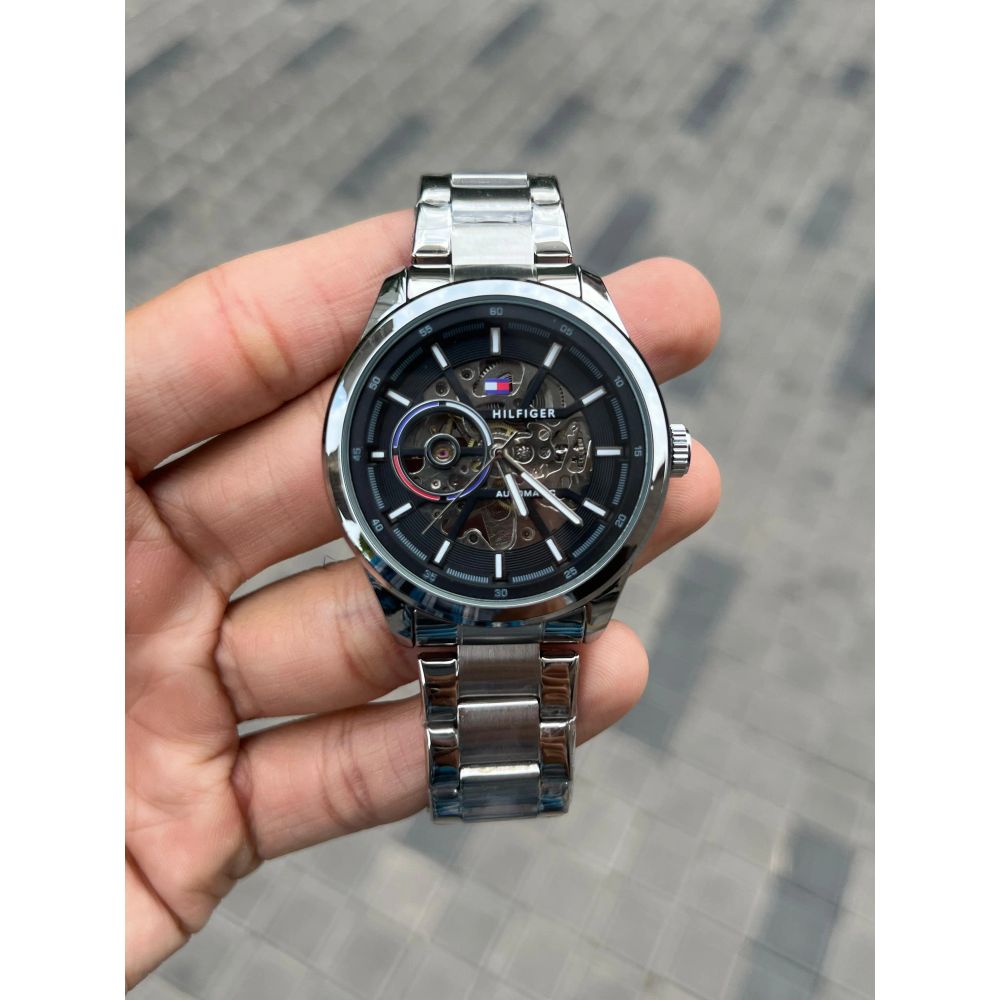 Tommy Hilfige r Automatic Chain Silver Black