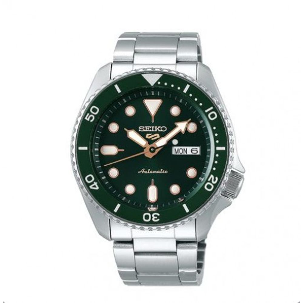 Seiko Sports 5 Day Date Silver Green