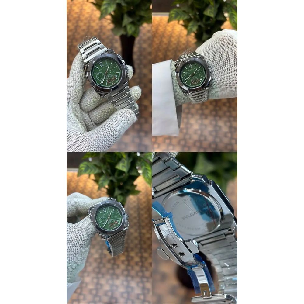 Bvlgari Octo Finissimo chronograph silver-Green