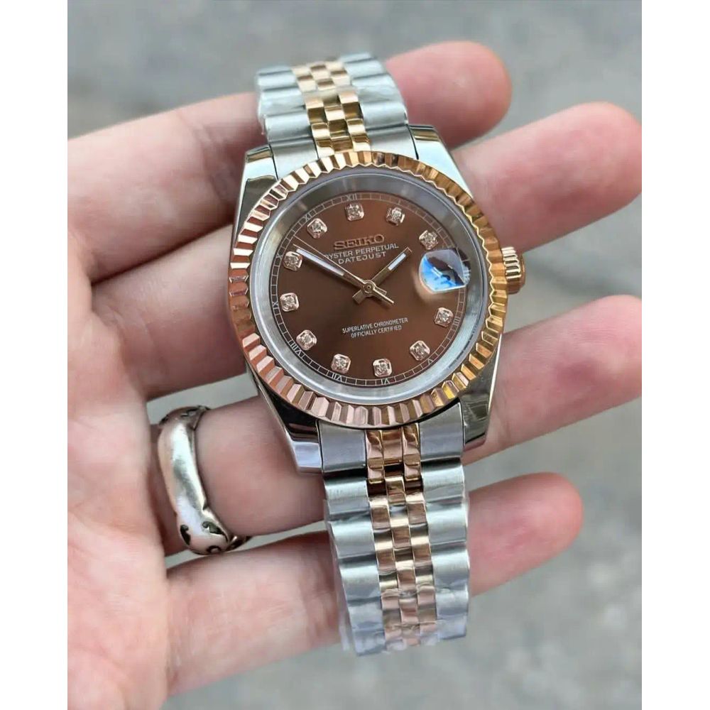Seiko Mod Datejust Chocolate Swiss Machine