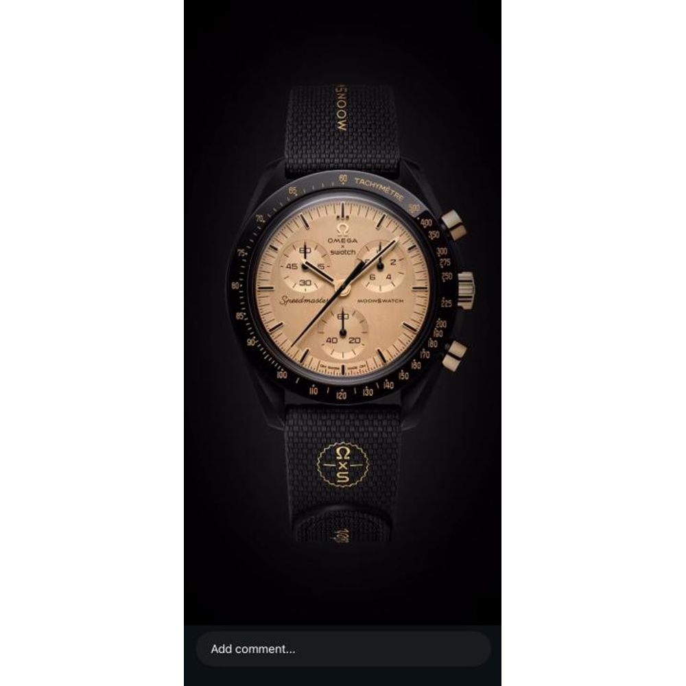 Omegha Swach Speedmaster 1969 Black Gold