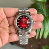 Rollex Date Just 41 Jubilee Strap Silver Ombre Red Dial Diamond Initials
