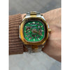 Fossi l Skeleton Square Automatic Gold Two Tone Green Dial