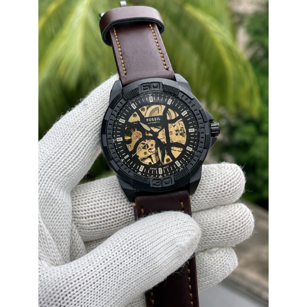 FOSSSIL  BRONSON AUTOMATIC BROWN LEATHER AT319