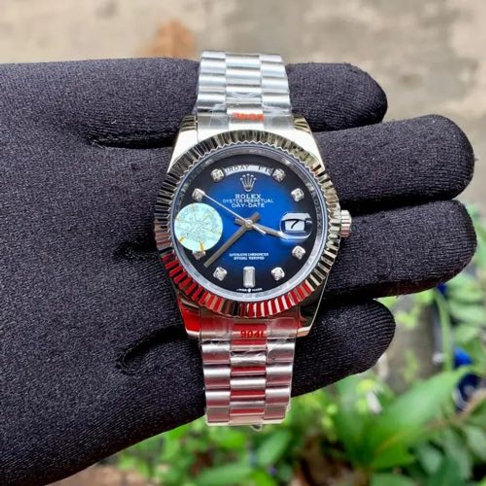 Rollex Day Date Silver Blue dd YZ