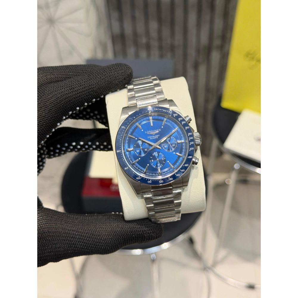 Longines Conquest Chronograph Silver Blue
