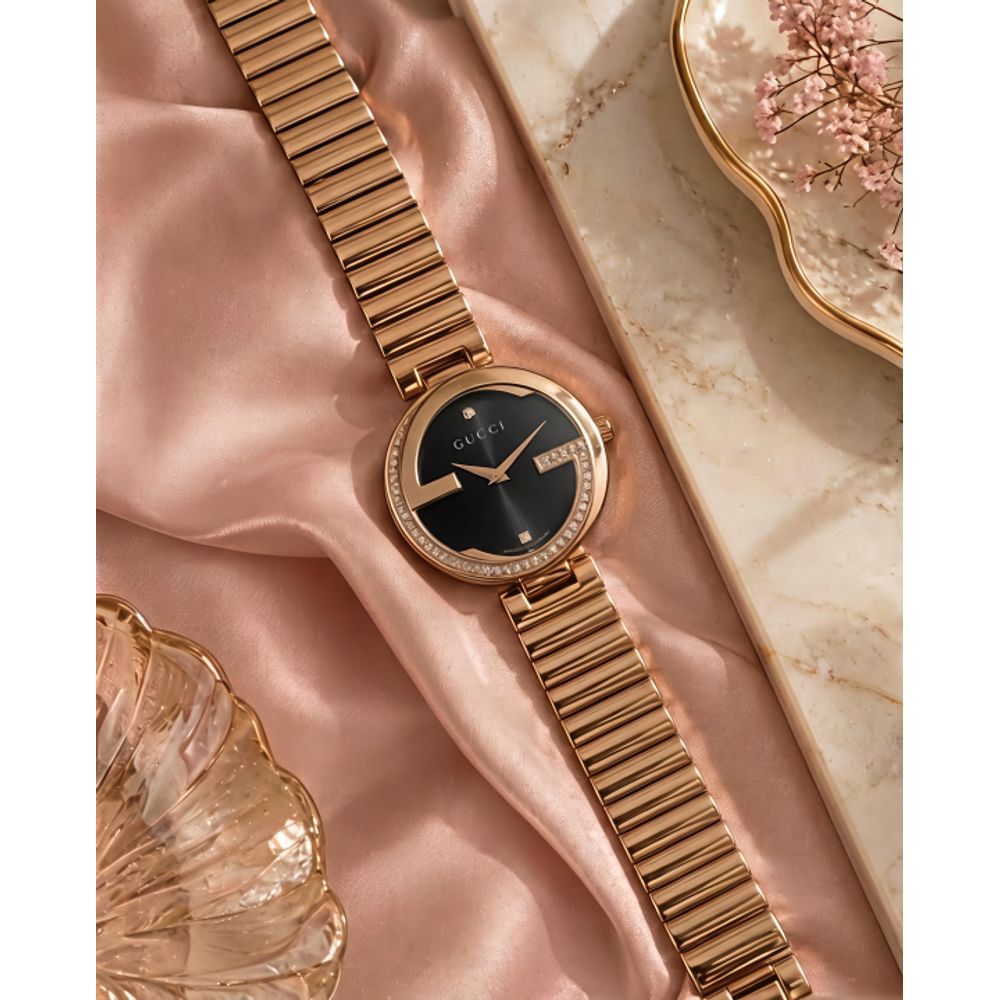 Guchi Interlocking G Rose-Gold Black