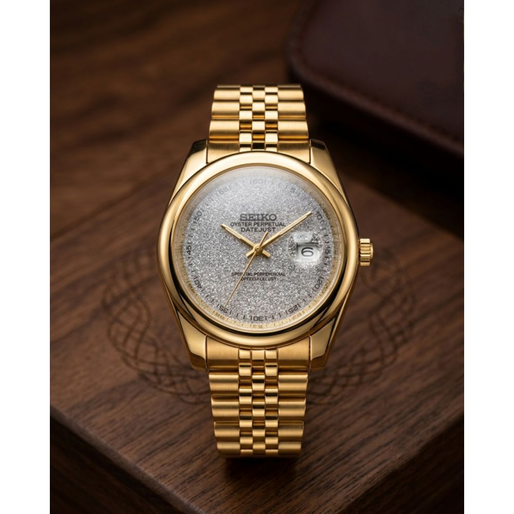 Seiko Galaxy Oyster Perpetual Date Just Gold Silver Dial