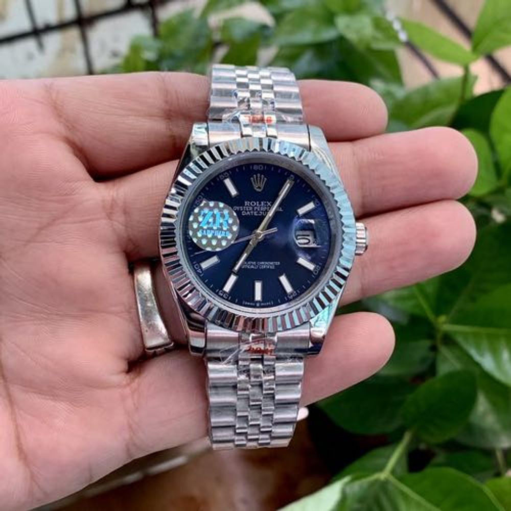 Rollex Date Just 41 Silver Blue ZR