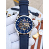 Tommy Hilfigar Automatic Leather Belt Blue Silver Blue AT143